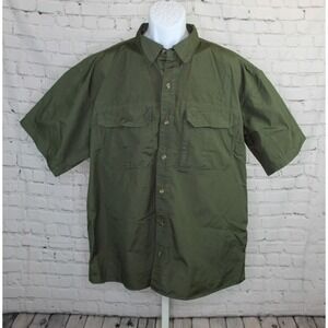 Cabela's Short Sleeve Button Down Green Outdoor/Work Shirt Men's XL